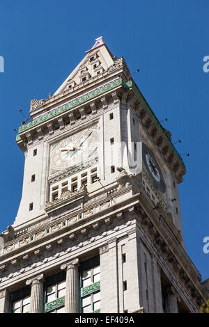 Clock on top of the Custom House, McKinley Square, Boston, Massachusetts, USA Stock Photo