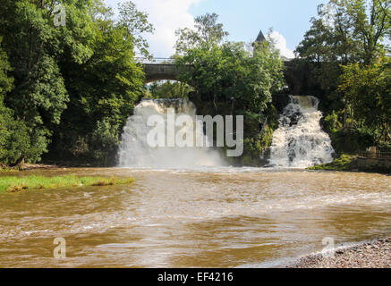 The Cascade de Coo, Waterfall, on the River Amblève in the Belgian Ardennes, the highest waterfall in Belgium. Stock Photo