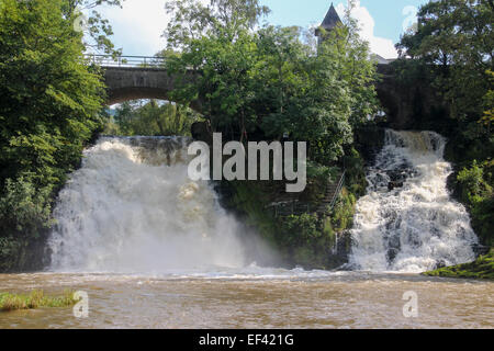 The Cascade de Coo, Waterfall, on the River Amblève in the Belgian Ardennes, the highest waterfall in Belgium. Stock Photo