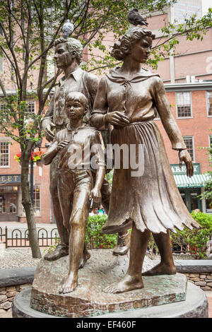 One of the Boston Irish Potato Famine Memorial Sculptures, Washington Street, Boston, Massachusetts, USA Stock Photo