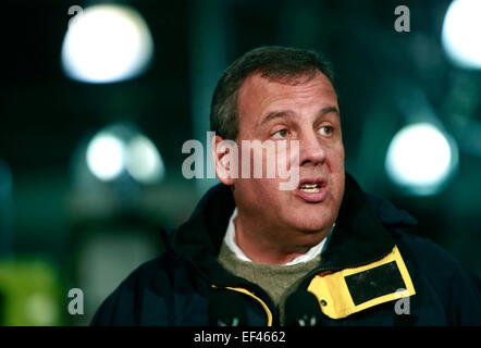 Newark, New Jersey, USA. 26th January, 2015. New Jersey Governor Chris Christie speaks to the media following an emergency meeting to prepare for Winter Storm Juno which is expected to dump up to two feet of snow across the northeastern United States at Newark Department of Transportation Jan. 26, 2015 in Newark, N.J. Credit:  Planetpix/Alamy Live News Stock Photo