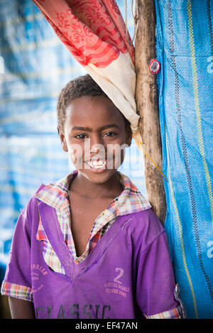 Young Ethiopian boy living in Danakil Depression, Ethiopia, Africa Stock Photo