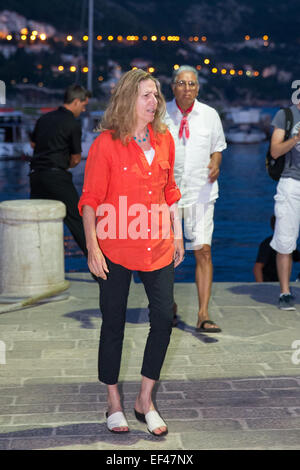 Steve Jobs' widow, Laurene Powell Jobs with family and friends on vacation in the Adriatic sea  Where: Dubrovnik, Croatia When: 24 Jul 2014 Stock Photo