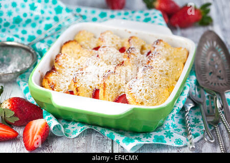 Baked French Toast with strawberry Stock Photo