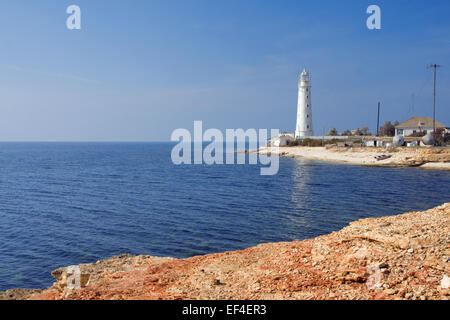 Lighthouse and sea Stock Photo