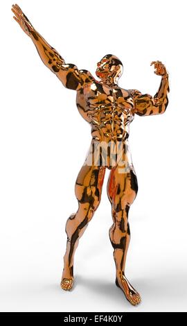Gold bodybuilder figure in various poses and angles Stock Photo - Alamy