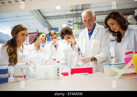 Students watching lecturer in the lab Stock Photo