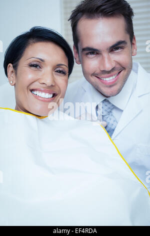 Smiling woman waiting for dental exam Stock Photo