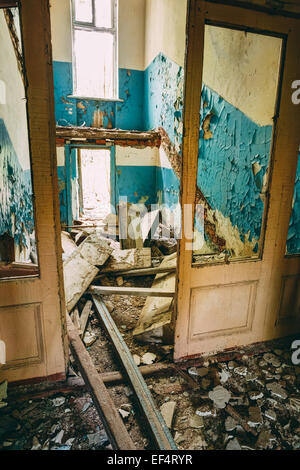 Abandoned House Interior In Chernobyl. School Of Pripyat. Chornobyl Disasters Stock Photo