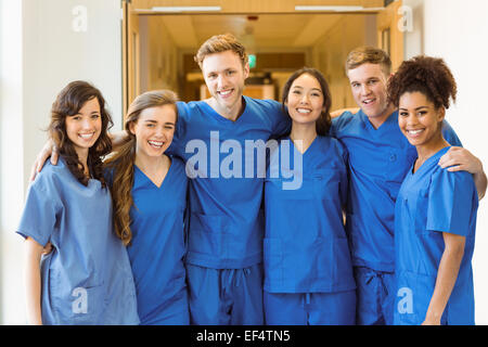 Medical students smiling at the camera Stock Photo