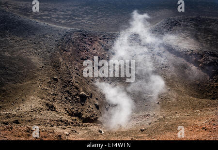 Etna volcano active crater Stock Photo