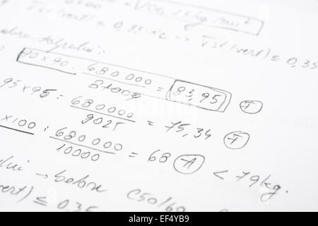 School Notebook With Handwritten Algebra Equations Stock Photo