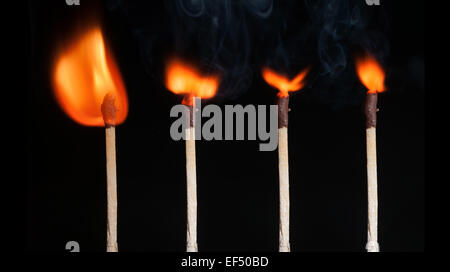 Matches flamind set isolated on black Stock Photo