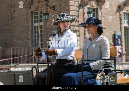International Competition for Traditional Carriages 'La Venaria Reale', competitors wearing the dress code,Italy Stock Photo