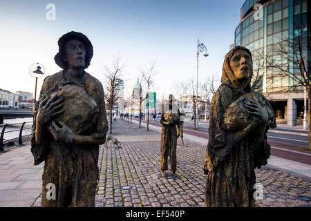 The Famine Memorial and The World Poverty Stone in the Custom House Quayin, Dublin.  Credit: Euan Cherry Stock Photo