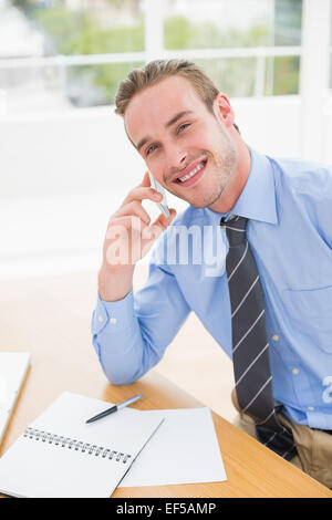 Smiling businessman speaking on the phone Stock Photo