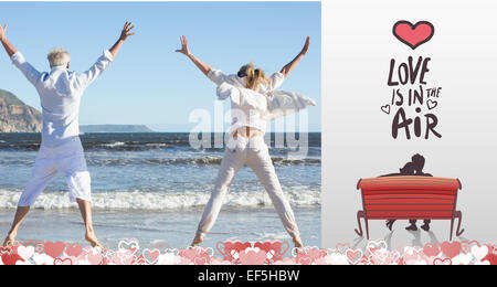 Composite image of cute valentines couple Stock Photo