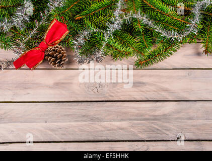 Christmas decoration on wooden planks Stock Photo