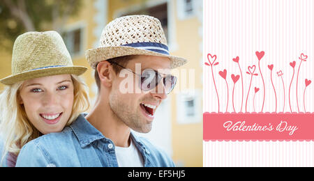 Composite image of hip young couple spending time together Stock Photo