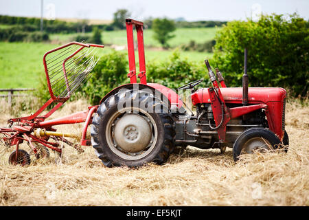 old massey ferguson tractor on farmland in county down ireland Stock Photo