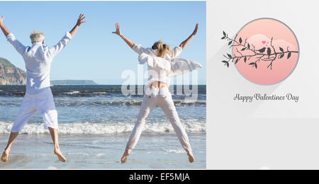 Composite image of cute valentines couple Stock Photo