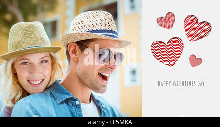 Composite image of hip young couple spending time together Stock Photo