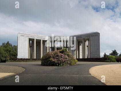 he Mardasson Memorial is located near Bastogne, a municipality in the Belgian province of Luxembourg. Stock Photo