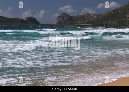 MEDITERRANEAN SEA & HIGH CLIFFS FALASARNA CRETE GREECE 30 April 2014 Stock Photo