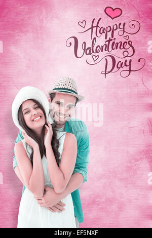 Composite image of valentines couple Stock Photo