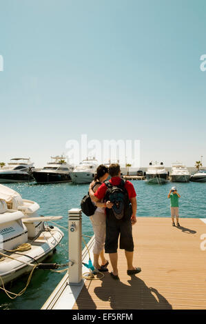 Port speed boats at Santa Eulalia del Rio, Ibiza, Spain Stock Photo