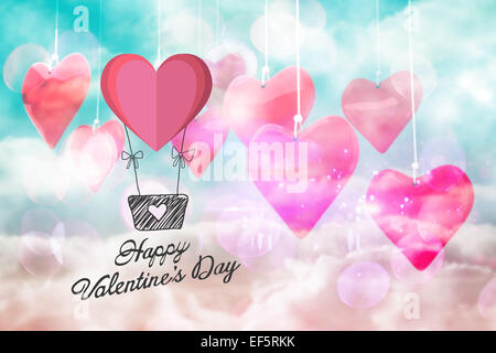 Composite image of heart hot air balloon Stock Photo