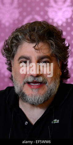 Argentinian tenor Jose Cura speaks to media in Prague, Czech Republic, on Tuesday, January 27, 2015. He will perform in opera Otello by Guiseppe Verdi in the State Opera house in Prague. (CTK Photo/Roman Vondrous) Stock Photo