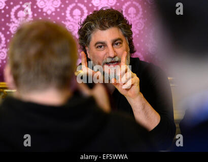 Argentinian tenor Jose Cura speaks to media in Prague, Czech Republic, on Tuesday, January 27, 2015. He will perform in opera Otello by Guiseppe Verdi in the State Opera house in Prague. (CTK Photo/Roman Vondrous) Stock Photo