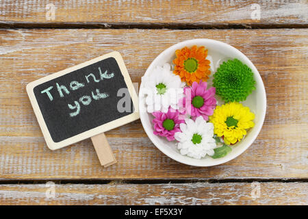Thank you card with santini flowers Stock Photo