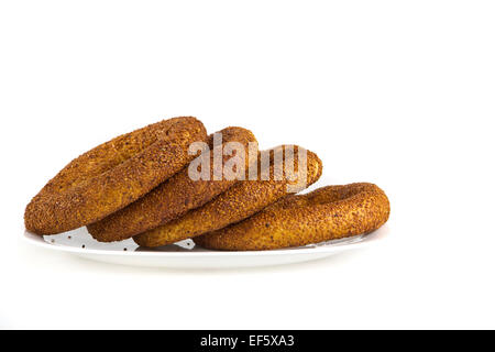 traditional Turkish breakfast isolated on white background Stock Photo