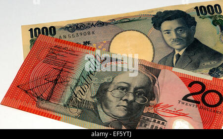 Australian Dollar And Japanese Yen Bank Notes Stock Photo - Alamy