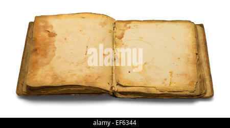 Open Blank Old Book Isolated on White Background.