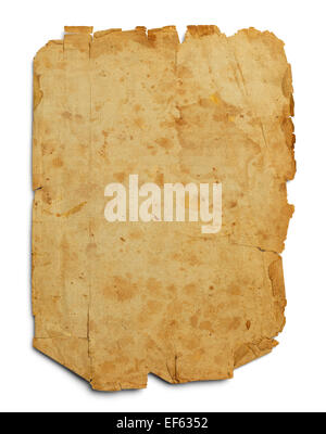 Old Parchement Paper WIth Copy Space Isolated on White Background. Stock Photo