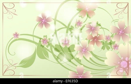 Abstract floral spring background with flower swirls. Stock Photo