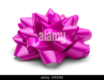 Pink Satin Bow Side View Isolated on White Background. Stock Photo