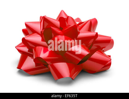 Red Satin Bow Side View Isolated on White Background. Stock Photo