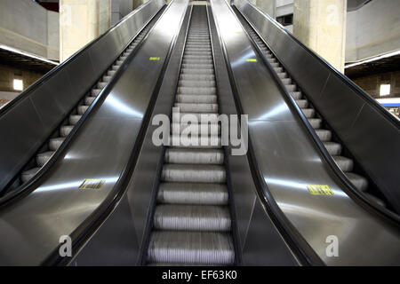 Color shot of some escalators in a metro station. Stock Photo