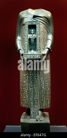 Statue of a priest Udjahorresne  ( Green Basalt ) Sais 27 Dynasty  ( 525-404 ) Egypt Egyptian - Vatican Museum Rome Italy Stock Photo