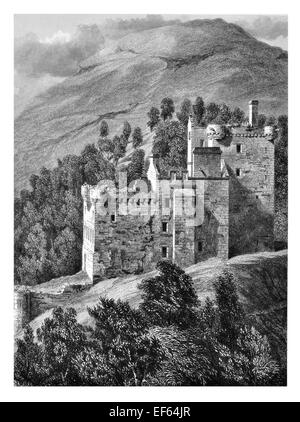 1852 Medieval Castle Campbell  Gloom Dollar Glen Clackmannanshire Scotland Stock Photo