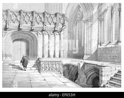 1852 Choir Screen entrance to crypt Glasgow Cathedral High Kirk city Medieval Roman Catholic, now protestant church Stock Photo