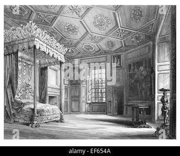 1852 Queen Mary Mary's bed chamber Holyrood Palace Holyroodhouse  Royal Mile Edinburgh official residence  British monarch Stock Photo