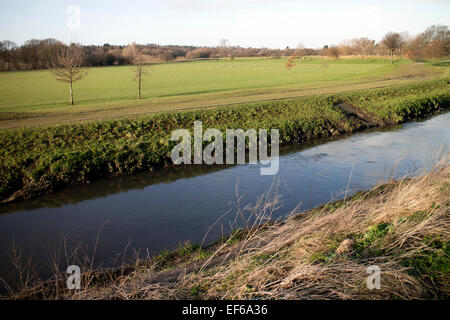 Perry Hall Playing Fields and River Tame, Perry Barr, Birmingham, UK Stock Photo
