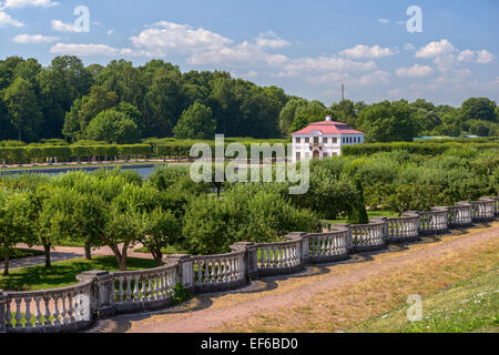 Marly palace in Lower Park of Peterhof museum in St. Petersburg Stock Photo