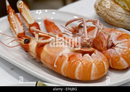 Steamed fresh lagostins Stock Photo