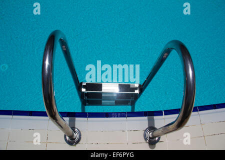 swimming pool ladder close up Stock Photo